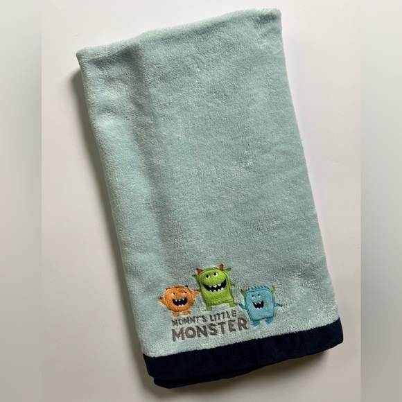 Carter's Mommy's Little Monsters Baby Security Blanket Blue Orange Green 30”x38” - Picture 1 of 5